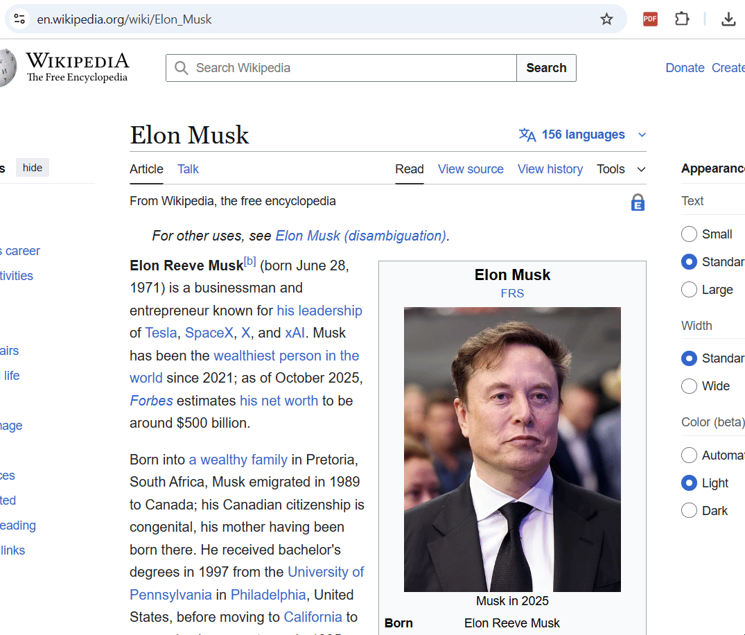Page element export mode