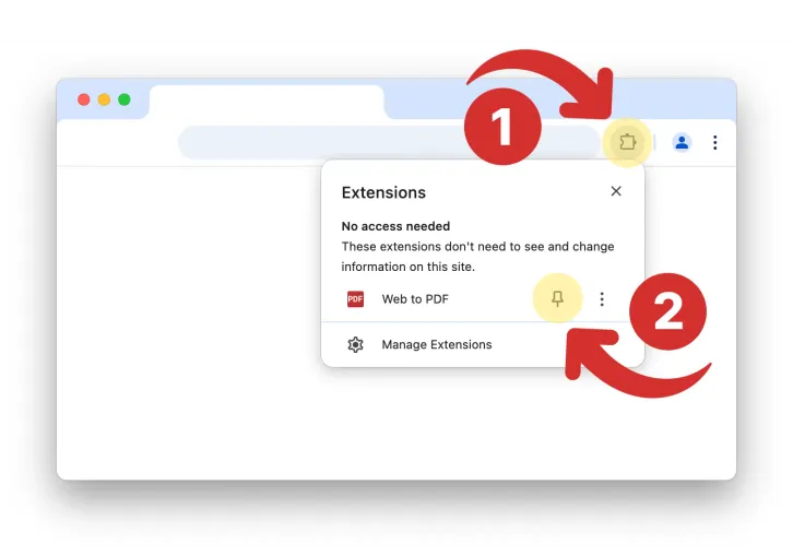 Pin the extension icon to the browser toolbar