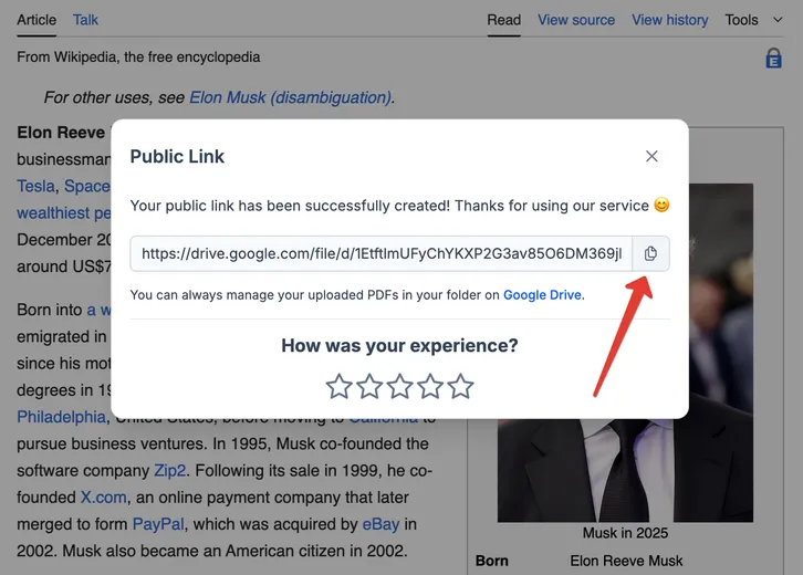 Uploaded file on Google Drive