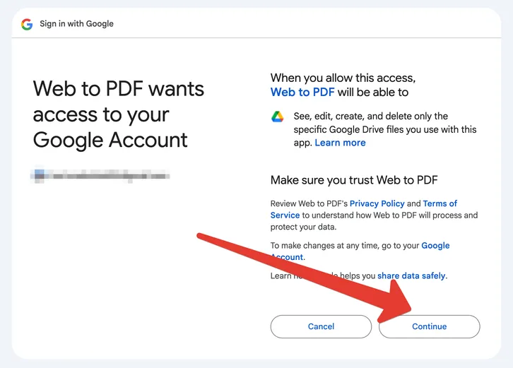 Grant access to Google Drive